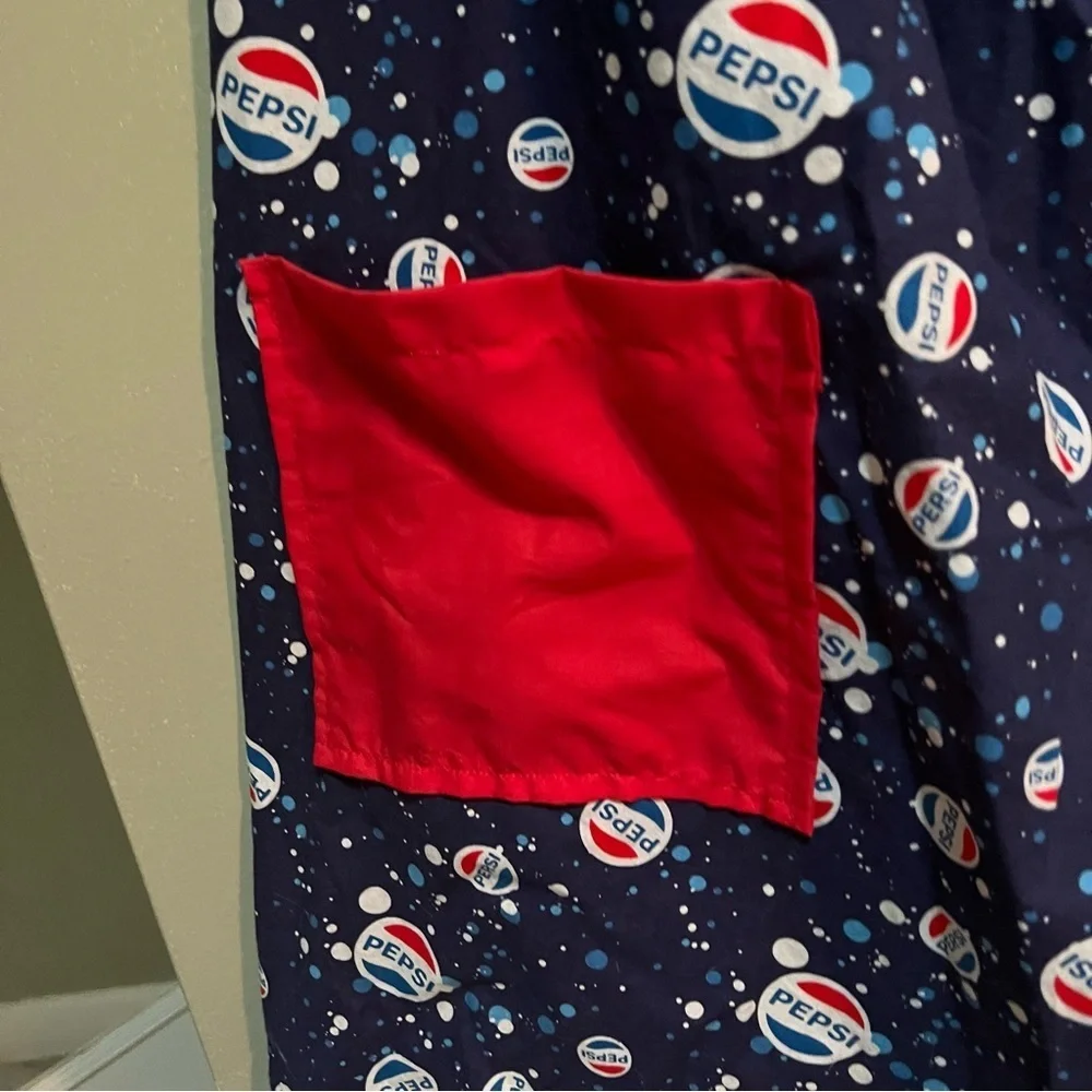 Handmade Apron Pepsi Cola Blue White Red Pocket Tie Back